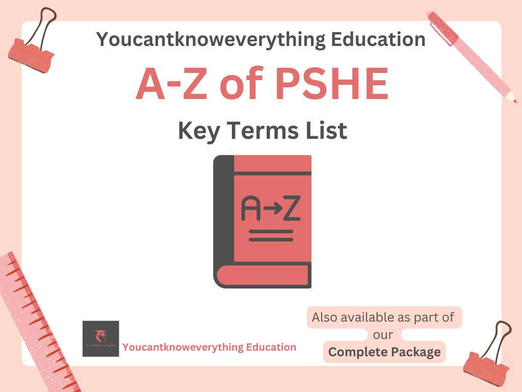 PSHE key term resource for teachers students and parents