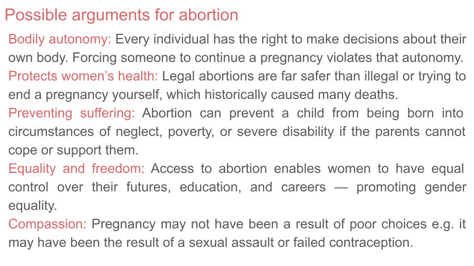 Abortion lesson tutor time pupil workbook PSHE RSHE 2026 guidance arguments