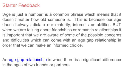 Age Gap Relationships Free Tutor Time Resource - PSHE