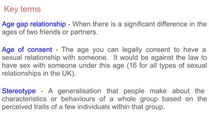 Age Gap Relationships Free Tutor Time Resource - PSHE