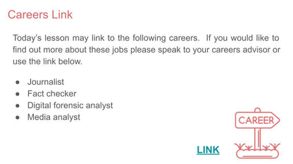 Analysing information fake news PSHE RSHE 2026 lesson. careers