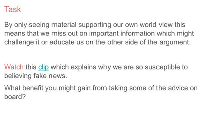 Analysing information fake news PSHE RSHE 2026 lesson. video clip
