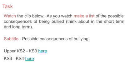 Anti Bullying Week lesson tutor time assembly and display resources video clip task
