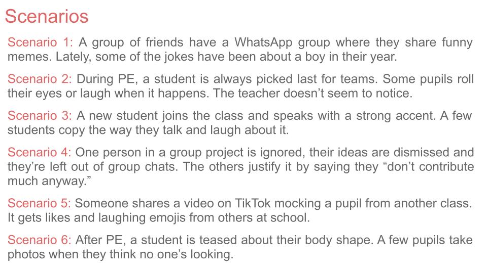 Anti Bullying Week lesson tutor time assembly and display resources bullying scenarios activity