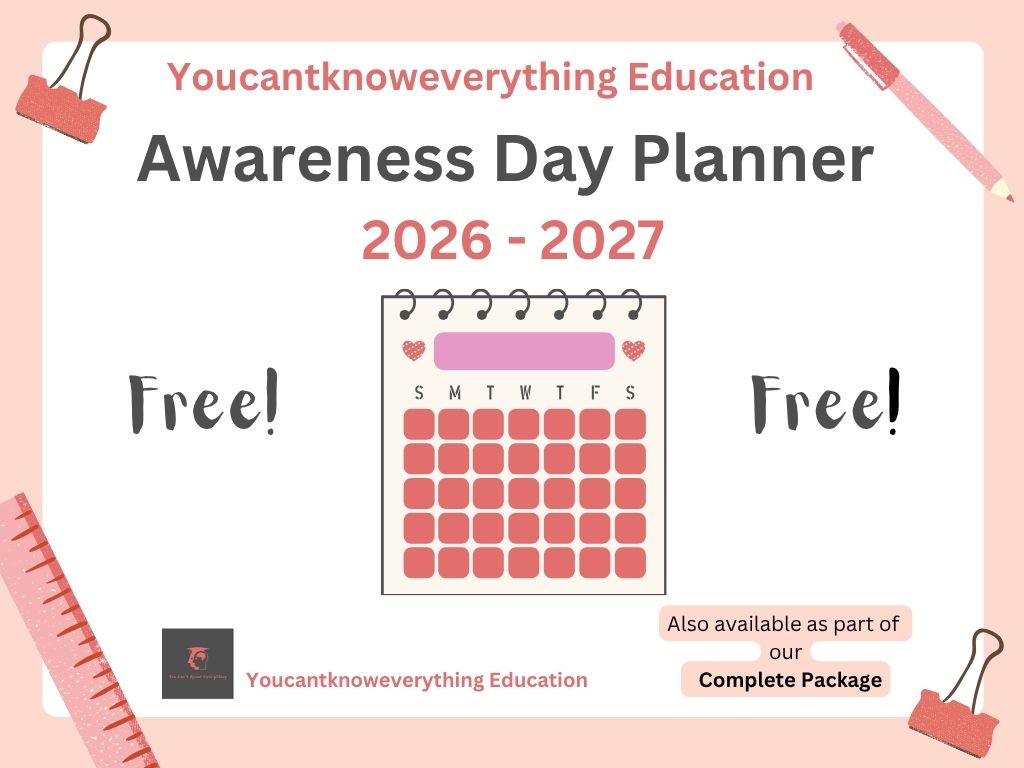 Awareness Important Key days / dates planner / calendar 2026 2027 Academic Year for Teachers teaching in the UK