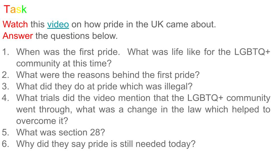 Pride Month 2026 Secondary Lesson & Assembly / Tutor Time Resources