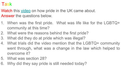 Pride Month 2026 Secondary Lesson & Assembly / Tutor Time Resources