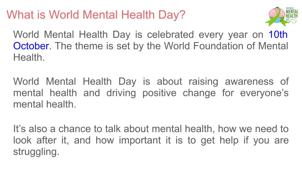 World Mental Health Day 2026 Lesson or Tutor Time / Assembly