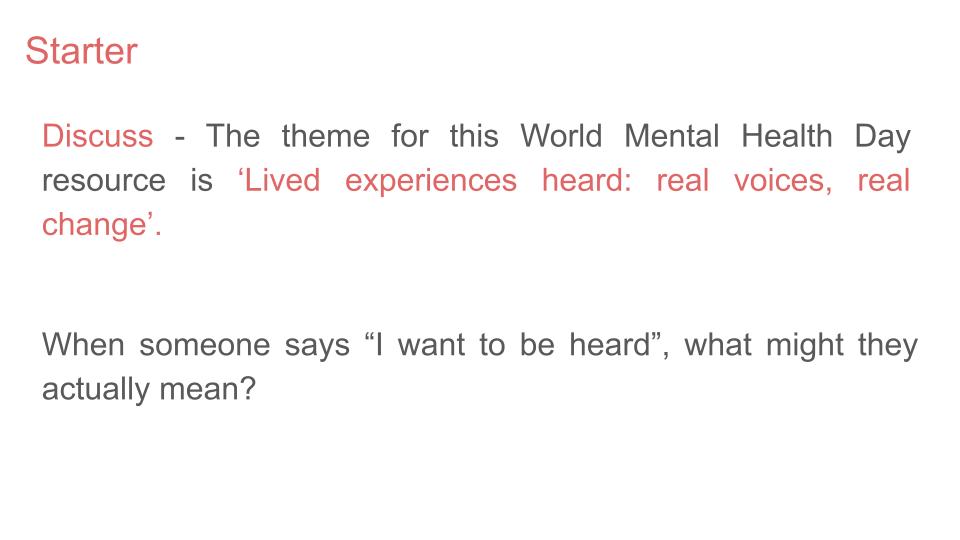World Mental Health Day 2026 Lesson or Tutor Time / Assembly