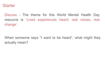 World Mental Health Day 2026 Lesson or Tutor Time / Assembly