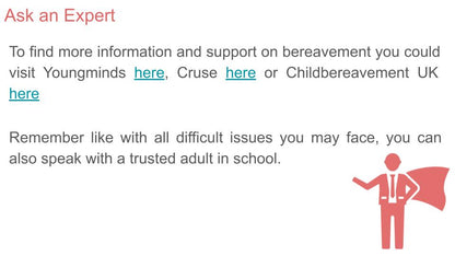 bereavement mourning grief pshe lesson form time tutor resource support pupil