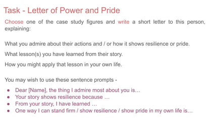 Black history month 2025 lesson tutor time standing firm in power and pride resource. letter