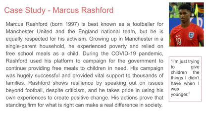 Black history month 2025 lesson tutor time standing firm in power and pride resource. Marcus Rashford
