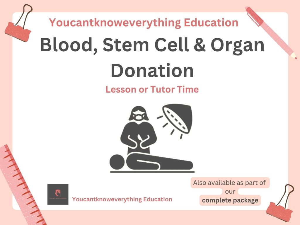 Blood, Organ & Stem Cell Donation PSHE resource for the new 2026 RSHE government guidance in lesson or tutor time format which is ideal for KS3 or KS4.