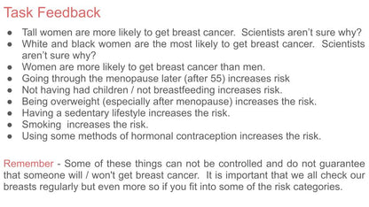 Breast Cancer Awareness Lesson or Tutorial