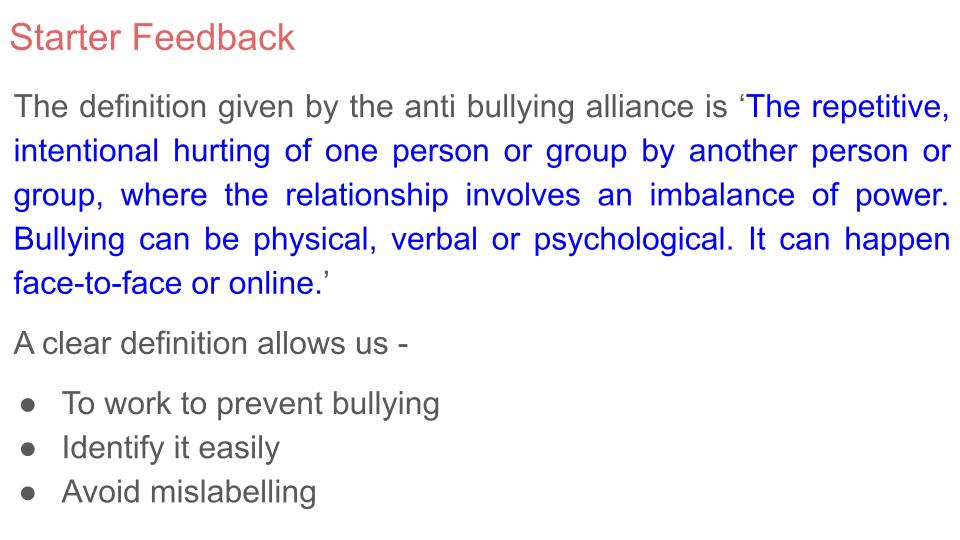 Bullying - 2026 RSHE Guidance