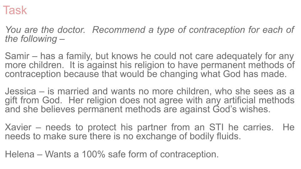 Contraception Lesson for Catholic Schools