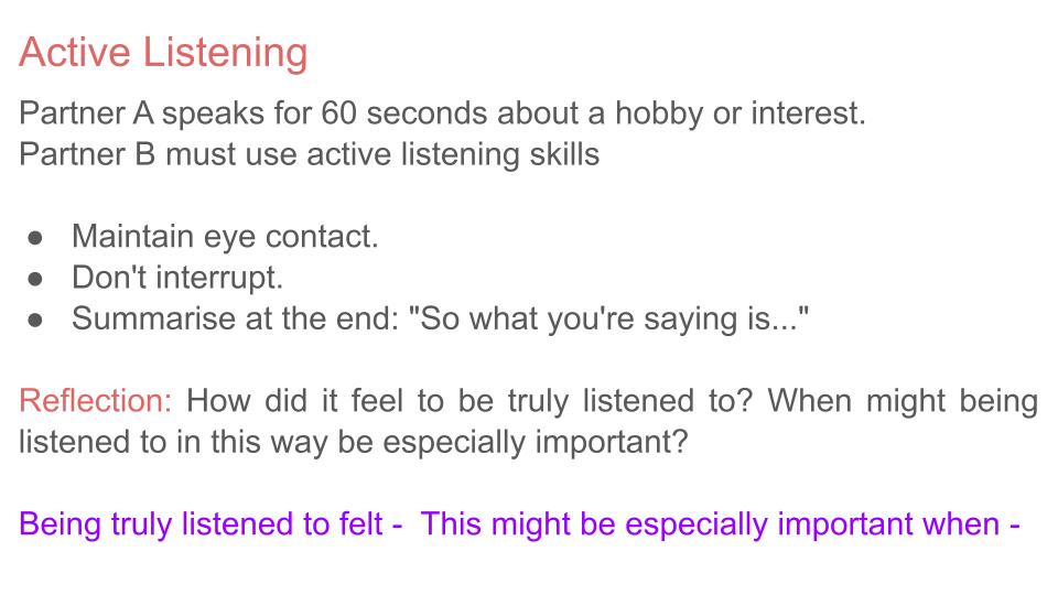 active listening PSHE