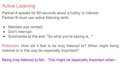 active listening PSHE