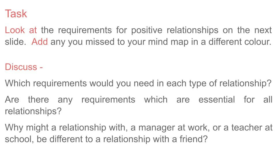 positive relationships KS3 PSHE  RSHE lesson tutor time resource