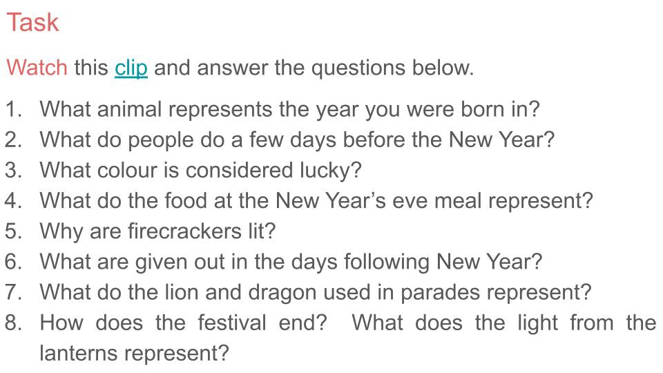 Chinese New Year Lesson or Tutorial / Assembly