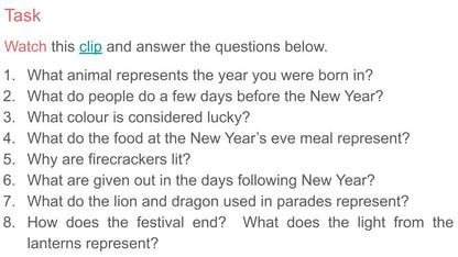 Chinese (Lunar) New Year Lesson or Tutorial / Assembly