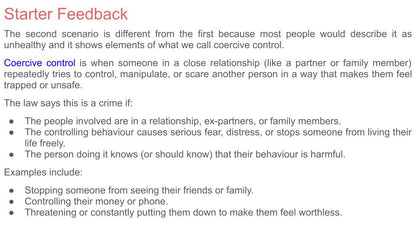 Coercive Control - 2026 RSHE Guidance