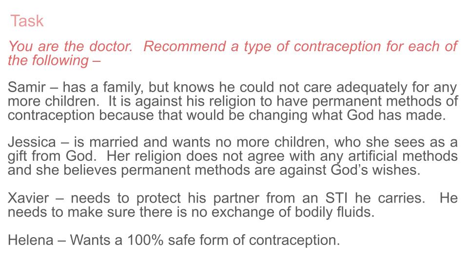 Contraception Key Stage 4