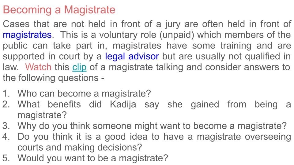 Courts form time tutor time Citizenship lesson resource magistrate video clip