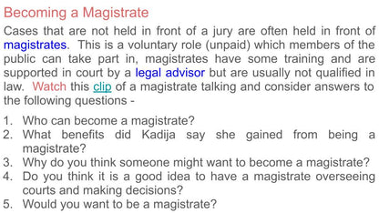 Courts form time tutor time Citizenship lesson resource magistrate video clip