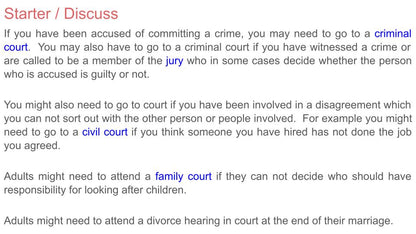 Courts form time tutor time Citizenship lesson resource starter slide