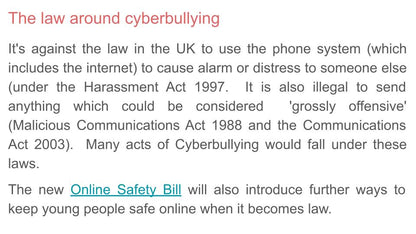 Cyber bullying pshe lesson the law 2026