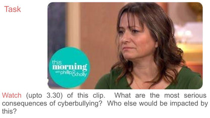 Cyber bullying pshe lesson starter parent impact