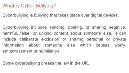 Cyber bullying pshe lesson definition