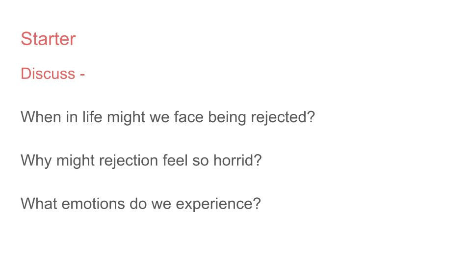 Rejection PSHE lesson tutor time workbook resource 2026 RSHE Guidance starter