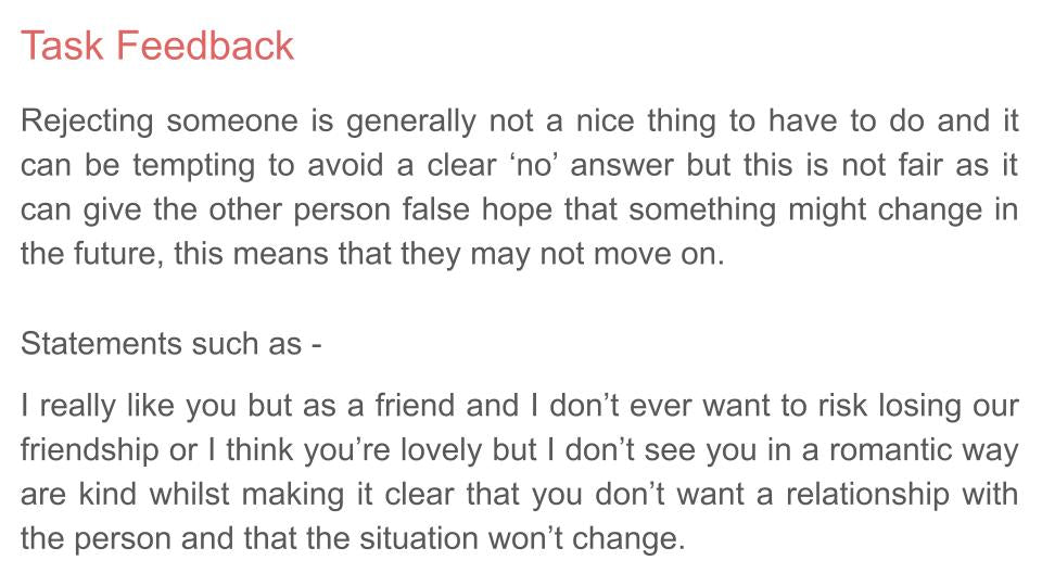 Rejection PSHE lesson tutor time workbook resource 2026 RSHE Guidance