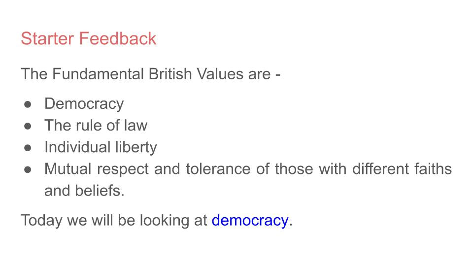 democracy and voting citizenship tutor time / form time  lesson activity on fundamental British values.