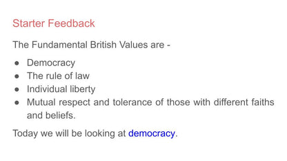 democracy and voting citizenship tutor time / form time  lesson activity on fundamental British values.