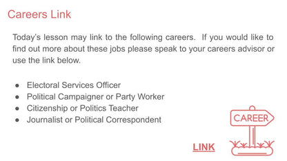democracy and voting citizenship tutor time / form time  lesson activity related to careers