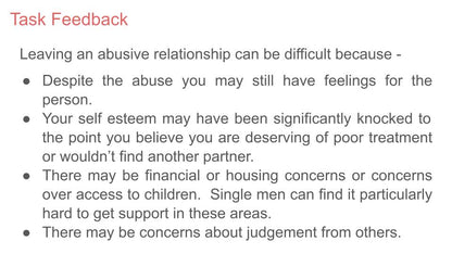 Male Domestic Abuse KS5 Tutor / Form Time PSHE
