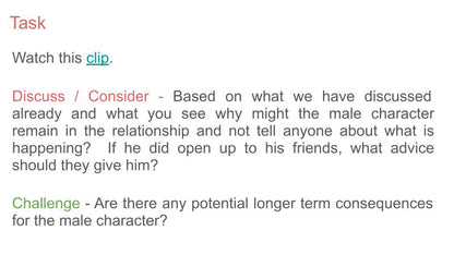 Male Domestic Abuse KS5 Tutor / Form Time PSHE