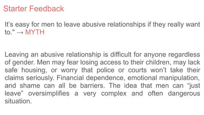Male Domestic Abuse KS5 Tutor / Form Time PSHE