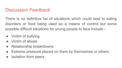 Eating Disorders - Relationships with Food Lesson