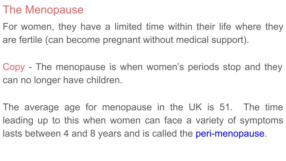 fertility and menopause pshe rshe 2026 lesson tutor time resources.