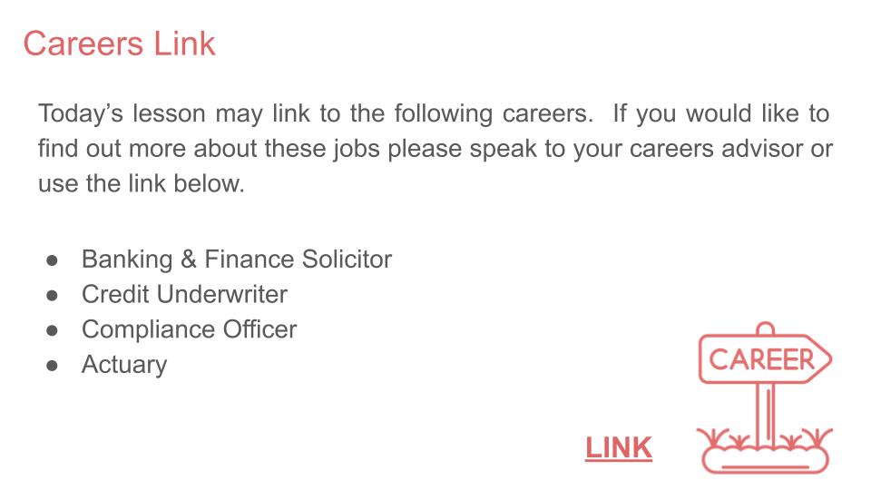 Financial contracts PSHE lesson 2026 tutor time resource careers