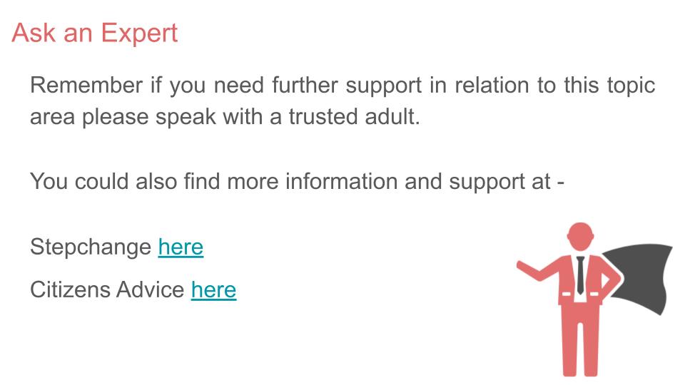 Financial contracts PSHE lesson 2026 tutor time resource support