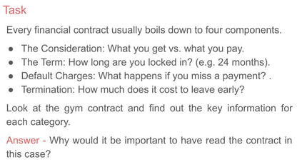 Financial contracts PSHE lesson 2026 tutor time resource