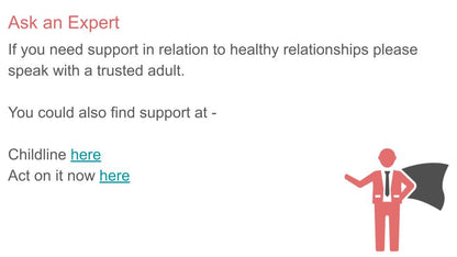 First romantic relationships PSHE lesson tutor time pupil workbook RSHE further support