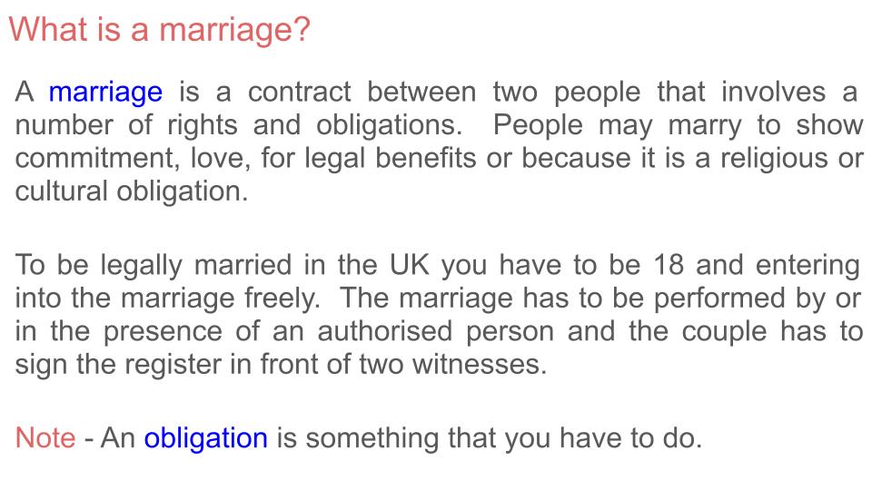 Forced Marriage pshe lesson tutor time 2026 RSHE