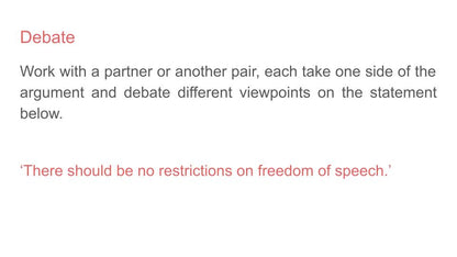 Freedom of Speech Tutor Time Citizenship